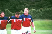 Dave Hodges, Mike MacDonald, and Kirk Khasigian before playing Uruguay in 2002. Photo Evan Wholen.