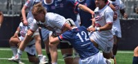 DC Academy in white, New England Academy in blue. David Hughes photo.