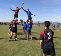 Derick Farabee wins a lineout for Red Mountain. Derick Farabee photo.
