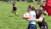 Doylestown in green, Downingtown in blue at the Warrior 7s. Alex Goff photo.