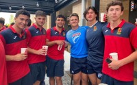 EIRA players and Spain players post-match.