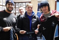 Fordham players get Galwegians gifts. Photo Irish Rugby Tours.