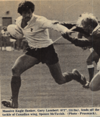 Gary Lambert against Canada. Photo Rugby Magazine 1981. 
