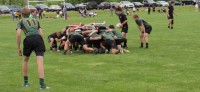 Scrum time. Nate Bateman readies to put the ball in while Chris Cleland covers. Alex Goff photo.