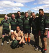 Van Niekerk and Guthrie get reacquainted at an old boys game in New Zealand.