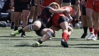 Tyler Anderson makes a tackle. Andrea Syddall photo.