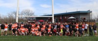 Both teams pose post-match. Kara Geisert photo.