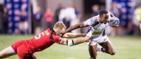 On his way to a try against Canada in 2019. One arm won't do it. David Barpal photo.