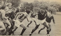 Jack Clark takes the ball up for the Pacific Coast Grizzlies in 1979. Photo Rugby Magazine.