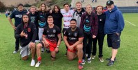 Jaguars coaches and players pose with San Diego Legion players. Photo: Jaguars Rugby.