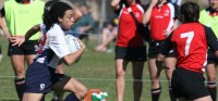 Jess Watkins on the run for the USA 7s team at the San Diego Invitational in 2008. Ed Hagerty photo.