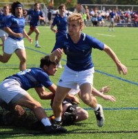 Wing Joe Petz looks for someone to tackle.