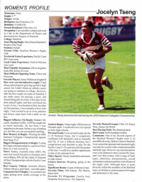 JOcelyn Tseng's Rugby Magazine Q&A profile in 2005.