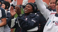 Thanking the fans at the 2006 Rugby World Cup. Photo USA Rugby.