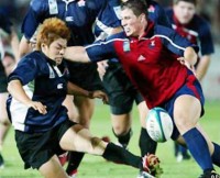 Kirk Khasigian swoops in for a tackle during the 2003 Rugby World Cup.