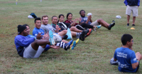 Lao Rugby representatives visited Queens University first. Lisa Law photo.