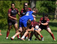 Louisville in red, Pitt in blue. Jensevold photo.