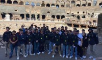 The players at the famous Roman Colosseum.