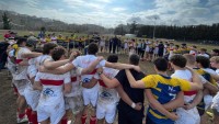 Marin and Villorba players bond after the game.