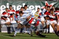 Mark Scharrenberg makes a tackle against Argentina. Photo INPHO.