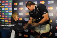 Getting the Player of the Game award for USA vs Russia in 2011. Photo INPHO.