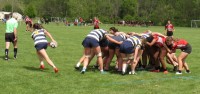 Downingtown gets the ball out from the scrum. Alex Goff photo.