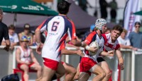 NA Lions in mostly red. NA Barbarians in mostly white. Photos Emirates Dubai 7s photo service.