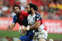 Nate Ebner for the USA in the 2016 Singapore 7s. Photo World Rugby.