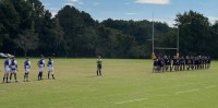 Anthem time for NDC and Navy. Jim Bell photo.