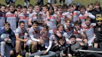 BC High gets a trophy. Photo @CoolRugbyPhotos.