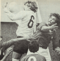 Skip Niebauer battles for the ball against Canada. Photo Rugby Magazine.