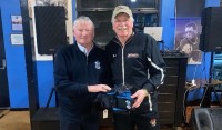 Bob Weggler, right, and Shannon Rugby Club President Neil O'Carroll.