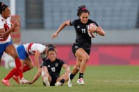 New Zealand's Portia Woodman makes a break. Photo: Mike Lee - KLC fotos for World Rugby