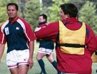 Olo Fifita during training at the 2003 Rugby World Cup. Alex Goff photo.