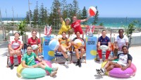 It's a beach tournament in Perth and the Women's Bracket captains are good sports. Photo Mike Lee KLC fotos for World Rugby.