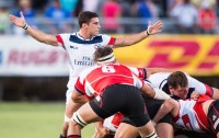 Mike Petri looks for a call from the referee against Japan in 2015. David Barpal photo.