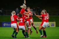 Wales celebrate a close win over unlucky Scotland. Photo Rugby World Cup.