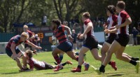 Inoke Waqavesi takes a pass and is off. Photo Saint Mary's Rec Sports.