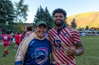 Assistant Head Coach Sarah Chobot with 2021 team captain Tani Tupou.