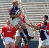 Catching a restart against Wales in 2005. photo WRU.