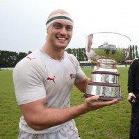 Scott LaValla with the All-Ireland 7s trophy.