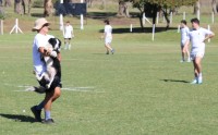 A dog invaded the pitch during the C-side game. Noah Orlando photo.