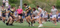 Gonzaga in white and St. Ignatius in yellow and blue. Alex Goff photo.