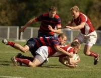 Swiryn ready to ruck for Saint Mary's in 2008. Mickiewicz photo.