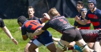 Sia Ofa gets some attention. Photo Rebecca Harper, Saint Mary's Rec Sports.