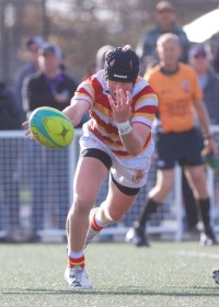 Spencer Huntley sends out a pass for Cathedral Catholic. 