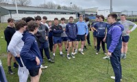 Johnny Holland, now head coach at Cork Constitution, runs a clinic with the Hermits players.
