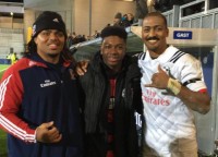 EJ Freeman met up with USA stars Joe Taufete'e and Marcel Brache when the Eagles played Germany.