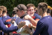 Miles McCormick gives a big ol' hug to Tim O'Brien. Karen Drinkwater photo.