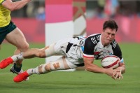 Former Cal rugby standout Andre Coquillard scores for Korea.  Photo Mike Lee - KLC fotos for World Rugby